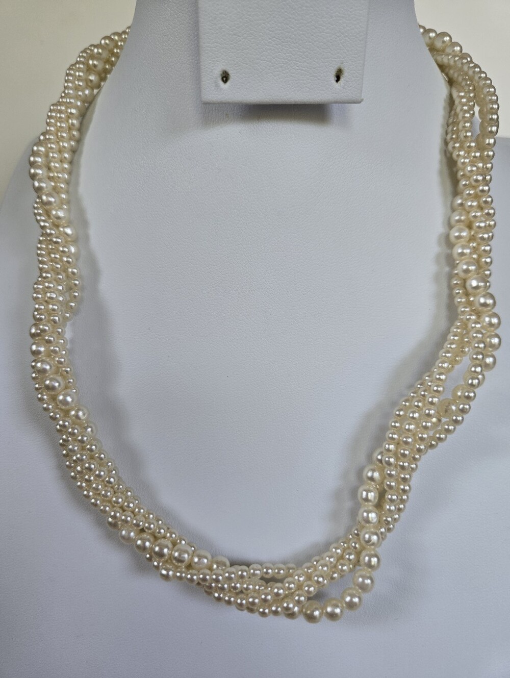 N-139-18" Classic 5-Strand Faux Pearl Necklace - Ivory